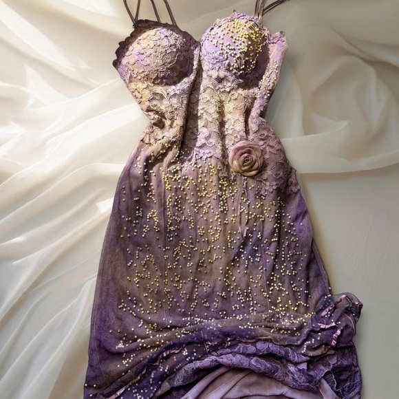 Rare Bespoke Vintage Beaded Lace Fairy Gown - S - Picture 3 of 8